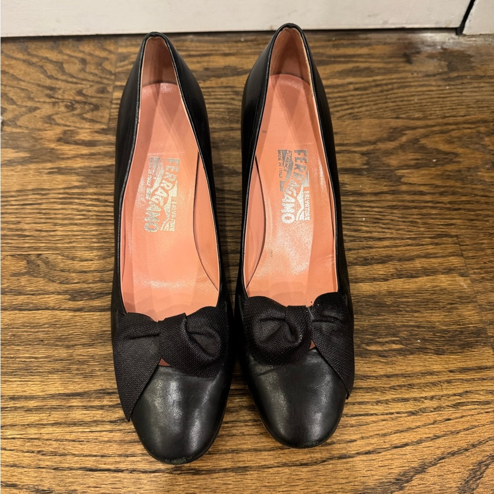 Salvatore Ferragamo Black Bow Heels